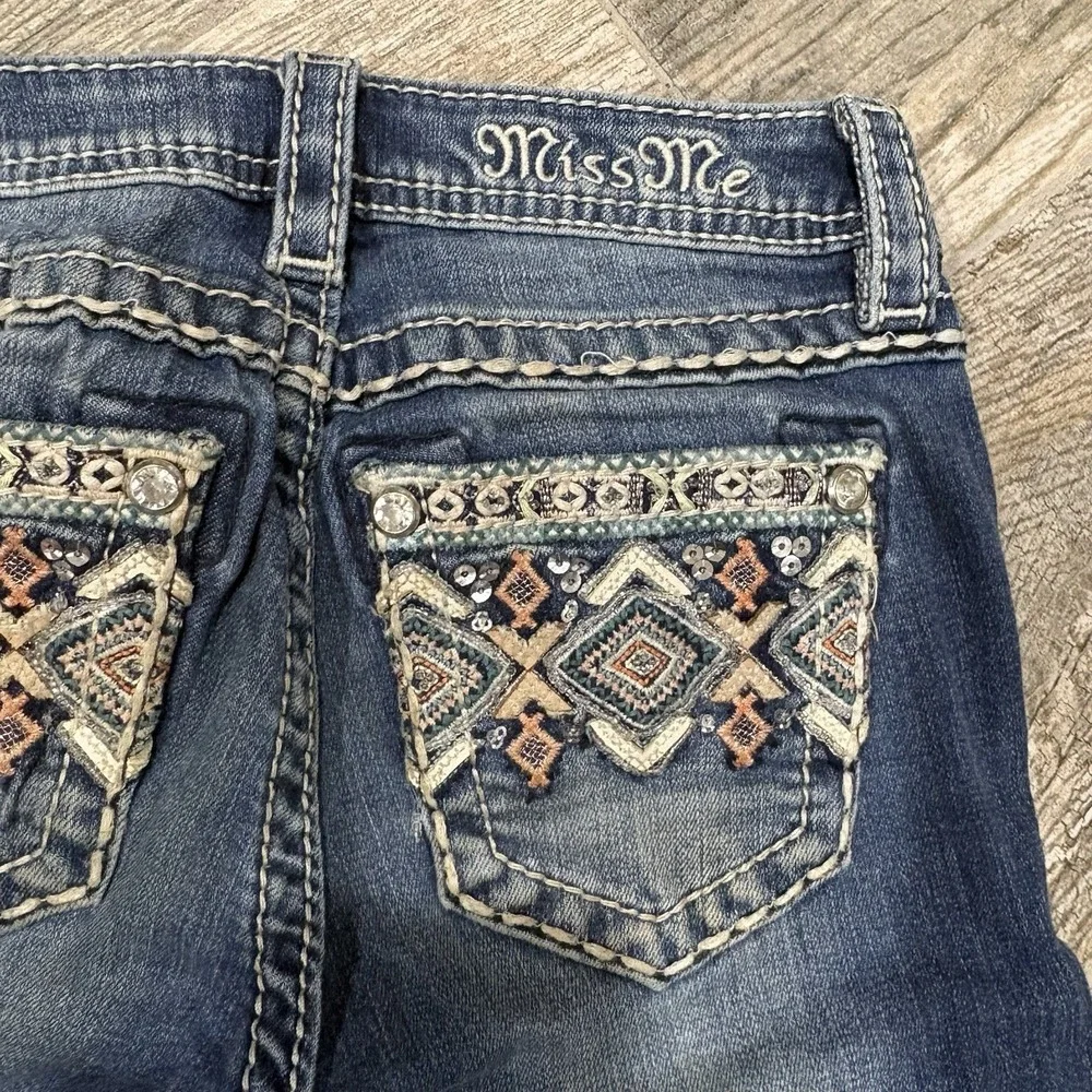 Vtg Miss Me Bermuda Shorts Girls Denim 2000s Y2K Sz 10 Rhinestones Embellished